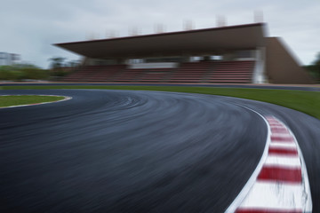 empty f1 racing track, speedy motion blur race circuit