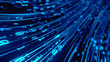 © knssr - 3D Rendering of abstract fast moving binary computer data. High speed motion blur. Concept of leading in business, Hi tech products, business plan, goals and achievement, advanced technology evolution