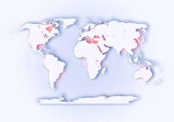 world digital outlined map background