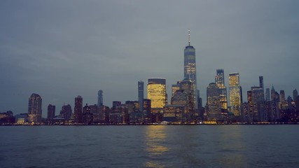 Wall Mural - Downtown Manhattan skyline at dusk, New York city