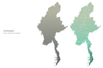 Wall Mural - myanmar map. vector map of myanmar in asia country