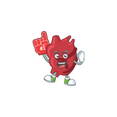 Canvas Print - Cartoon character concept of heart holding red foam finger