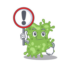 Sticker - An icon of salmonella enterica cartoon design style with a sign board