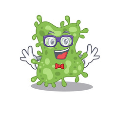 Sticker - Mascot design style of geek salmonella enterica with glasses