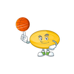 Wall Mural - An athletic oil capsule cartoon design style playing basketball