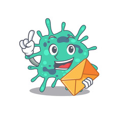 Poster - Happy shigella boydii mascot design concept with brown envelope