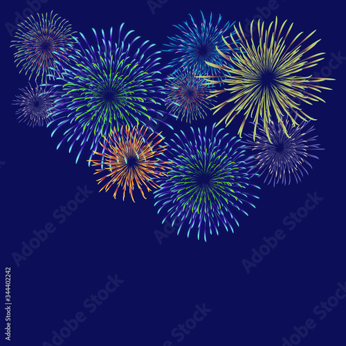 Fireworks Material Night Sky Fireworks Background Fireworks Appear In The Summer Night Sky 背景 花火はなび打上花火夜空夏祭り夜景stock Photo Adobe Stock