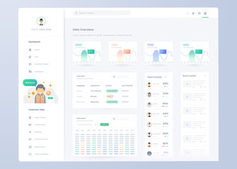 Wall Mural - infographic dashboard. ui design with graphs, charts and diagrams. web interface template for busine