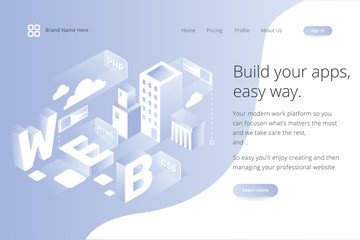 Wall Mural - landing page website template design. modern flat design vector illustration concepts of web page de
