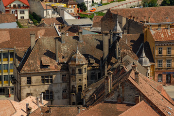 Sticker - the city seen from above with the roofs of houses and churches