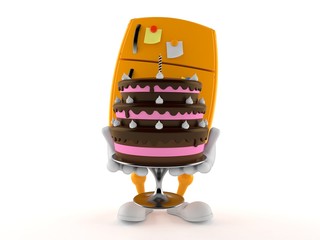 Canvas Print - Fridge character holding cake