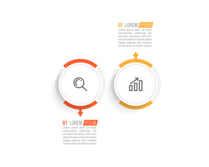 Minimal infographic template design with numbers 2 options or steps.