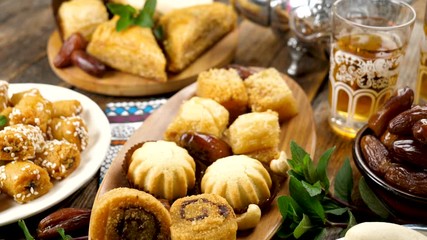 Poster - assorted of moroccan pastry- baklava, ramadan