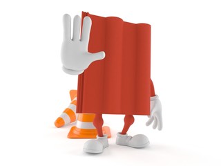 Canvas Print - Roof tile character with stop gesture