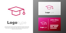 Logotype Line Graduation Cap Icon Isolated On White Background. Graduation Hat With Tassel Icon. Logo Design Template Element. Vector Illustration