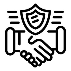 Wall Mural - Protect handshake icon. Outline protect handshake vector icon for web design isolated on white background
