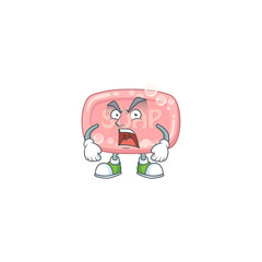 Sticker - Pink soap cartoon character design with mad face