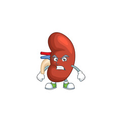 Poster - Mascot design style of right human kidney with angry face