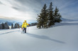 © lightpoet - Young man snowshoeing in high mountains, enjoying splendid winter weather with abundance of snow