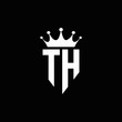 TH logo monogram emblem style with crown shape design template