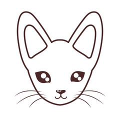 Sticker - head of cute cat , line style icon, feline domestic