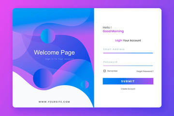 Wall Mural - Login form landing page website concept.