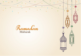 Wall Mural - Special composition for Ramadan, decorated with Ramadan oil lamps, with warm colors and flat composition. vector illustration. EPS 10