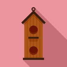 Double Bird House Icon. Flat Illustration Of Double Bird House Vector Icon For Web Design