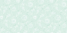 Tender Mint Green Peony Flowers Pattern