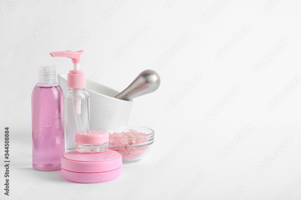Natural cosmetics on white background