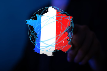 3d Digital France map country illustration