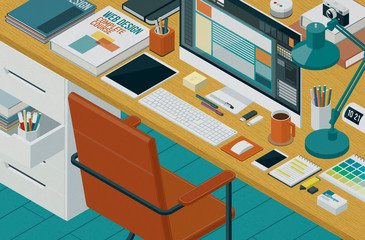 Wall Mural - Professional web designer workspace,3D illustration