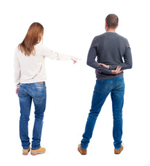 Poster - Back view of couple in sweater pointing.