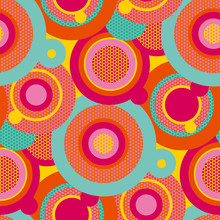 Fun Colorful Pop Art Circles Seamless Pattern