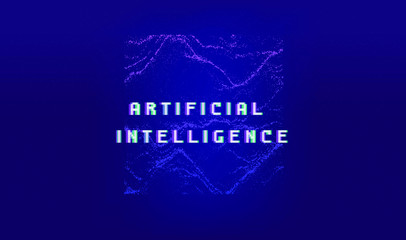 Aufkleber - Dotted surface made of particles. Cover or poster for high tech systems: Artificial Intelligence, Deep Learning, Neural networks.