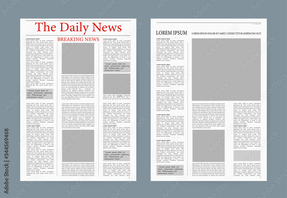 Newspaper, great design for any purposes. Vector editorial print layout ...