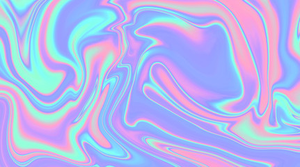 Poster - Trendy texture with polarization effect and colorful neon holographic stains. Abstract background in psychedelic Vaporwave style like in old retro tie-dye design of 70s.