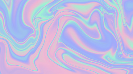 Wall Mural - Trendy texture with polarization effect and colorful neon holographic stains. Abstract background in psychedelic Vaporwave style like in old retro tie-dye design of 70s.