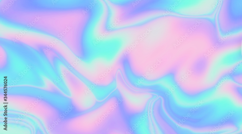 Trendy texture with polarization effect and colorful neon holographic stains. Abstract background in psychedelic Vaporwave style like in old retro tie-dye design of 70s. - obrazy, fototapety, plakaty 