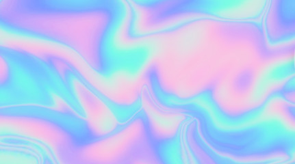 Poster - Trendy texture with polarization effect and colorful neon holographic stains. Abstract background in psychedelic Vaporwave style like in old retro tie-dye design of 70s.
