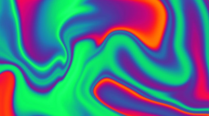 Aufkleber - Trendy texture with polarization effect and colorful neon holographic stains. Abstract background in psychedelic Vaporwave style like in old retro tie-dye design of 70s.