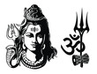 Lord Shiva with Trident, Om and Damroo vector illustration
