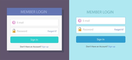 Wall Mural - login or sign in screen form box ui web template with username and password fields set vector flat d
