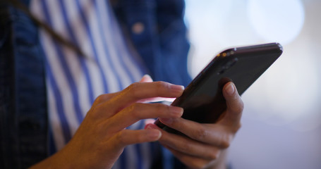 Woman use of smart phone at outdoor