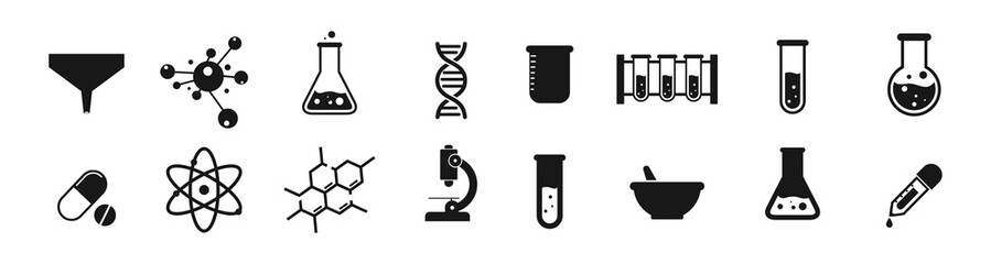 science laboratory icons on white background. chemistry icon vector illustration