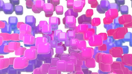 Wall Mural - Animation wave multi colored cubes background. 3D rendering.