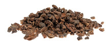 Small Portion Of Cocoa Nibs On A White Background