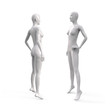 © StudioIlanP - Female mannequin in white. Set from the side view. Plastic mannequin for clothes and shop window decoration. 3d illustration isolated on a white background.