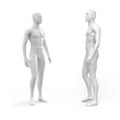 © StudioIlanP - Male mannequin in white. Set from the side view. Plastic mannequin for clothes and shop window decoration. 3d illustration isolated on a white background.
