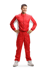 Poster - Male racer standing and smiling at the camera